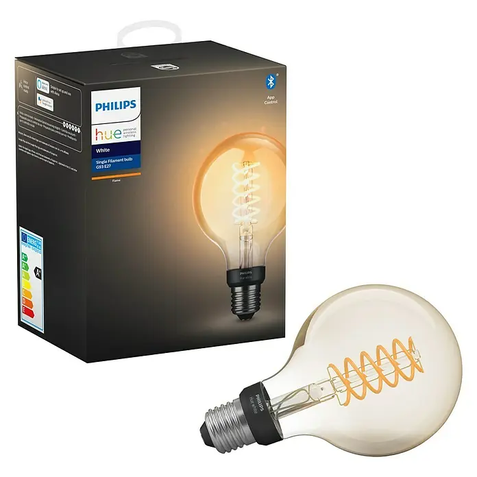 Philips Hue LED-Leuchtmittel White Filament - E27, 7 W, Warmweiß, G93, Dimmbar - Rechte Seitenansicht