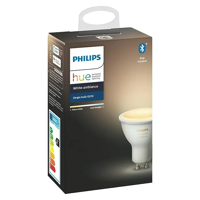 Philips Hue LED-Leuchtmittel White Ambiance - GU10, 5 W, Einstellbare Farbtemperatur, Dimmbar, 1 Stk. - Vorderansicht