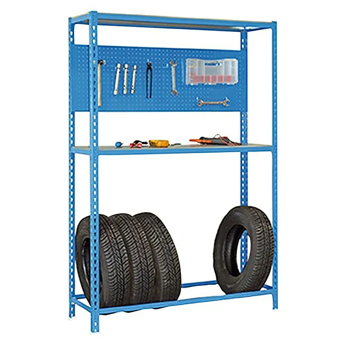 Simonrack Simonauto Estantería para neumáticos Simonracing Megaplus - L x An x Al: 40 x 120 x 200 cm, Capacidad de carga: 180 kg/balda, Número de baldas: 3 ud., Azul