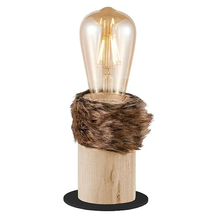 Home Sweet Home Tischleuchte Furdy - 10 W, Beige, Braun, Schwarz, E27, 100 mm x 11,5 cm - Vorderansicht