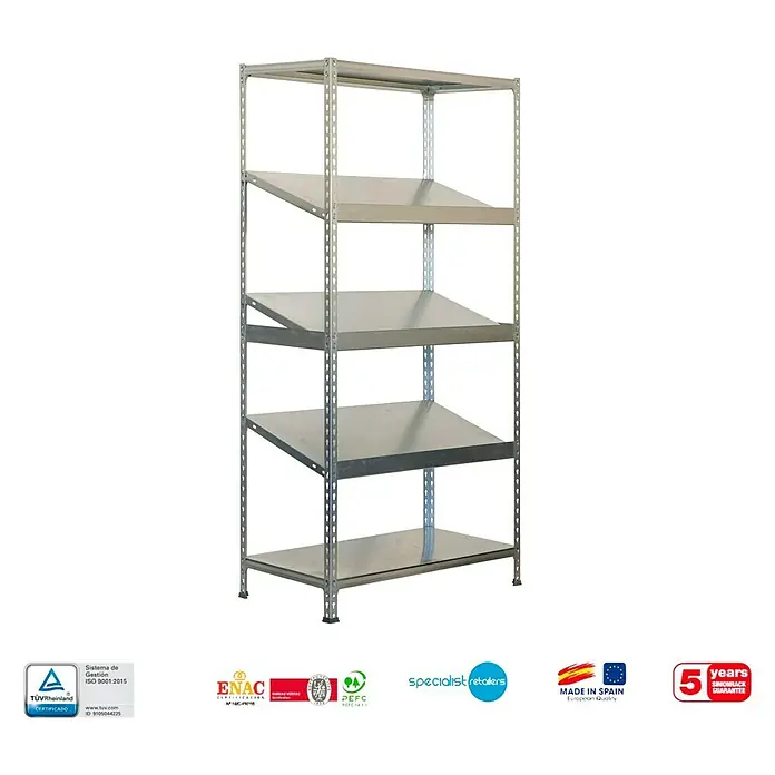 Simonrack Simonclick Estantería metálica Simonexpo Plus - L x An x Al: 40 x 100 x 200 cm, Capacidad de carga: 200 kg/balda, Número de baldas: 5 ud., Galvanizado