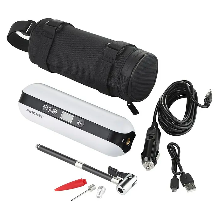 Fischer Akku-Kompressor - Passend für: Sclaverand/Dunlop Ventile, 10,3 bar, LC-Display - Ansicht von oben