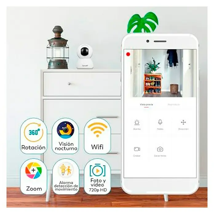 Garza Smart Home Cámara IP de interior inteligente WiFi - Sistemas soportados: Sistema Smart Home Garza, 360 °
