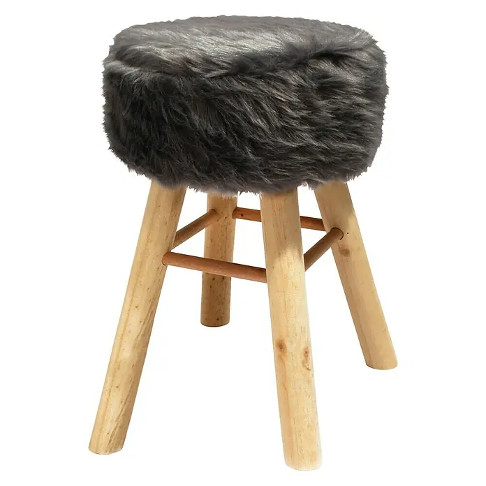 Barhocker - Ø x H: 33 x 70 cm, Grau, Polyester - Vorderansicht