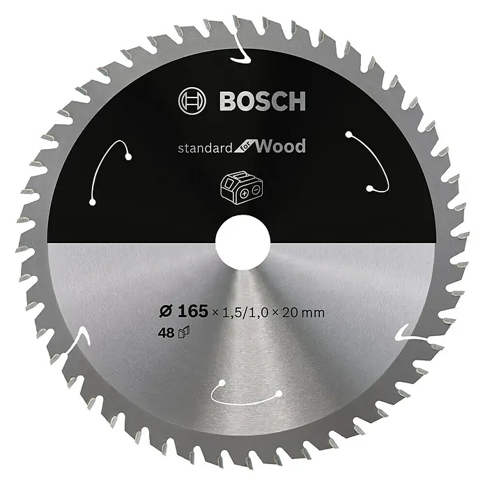 Bosch Cirkelzaagblad - Diameter: 165 mm, Boorgat: 20 mm, Aantal tanden: 48 tanden - Vooraanzicht