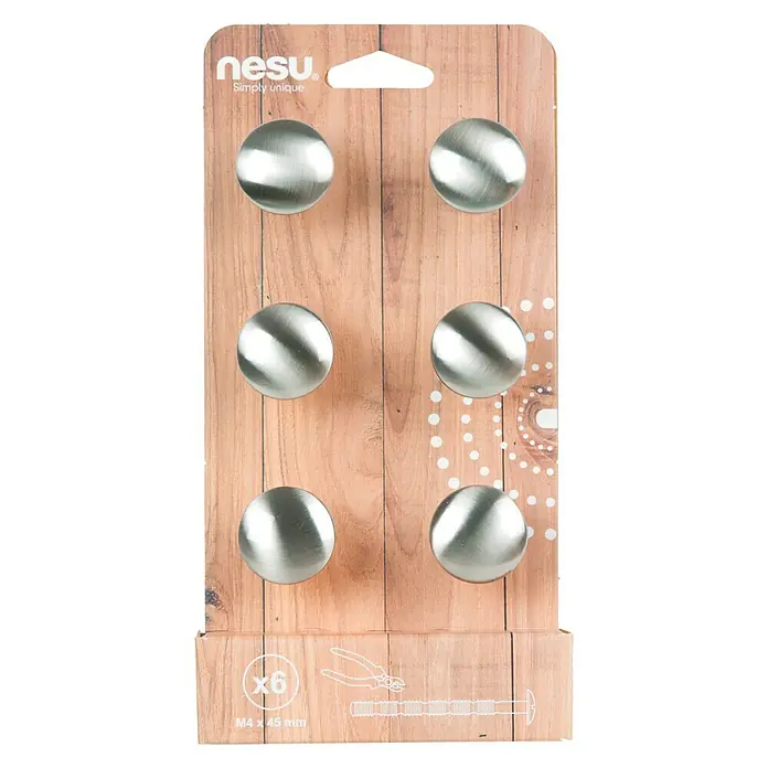 Nesu Pomo para muebles 25316 6 uds. - Ø x Al: 30 x 27 mm, Acero, Niquelado