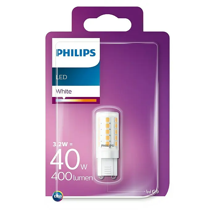 Philips Bombilla LED - 3,2 W, G9, Color de luz: Blanco cálido, Tubular