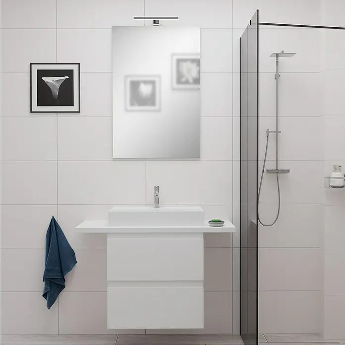 Camargue Espacio Badmöbel-Set i102 - 100 cm, Gama weiß matt - Stimmungsaufnahme