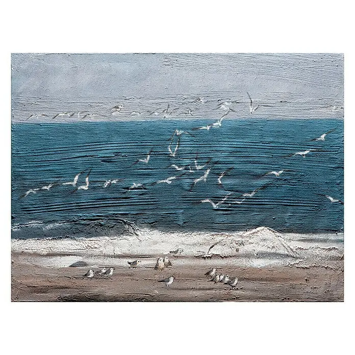 Cuadro pintado a mano Mar y gaviotas - Sea and seagulls, An x Al: 120 x 90 cm