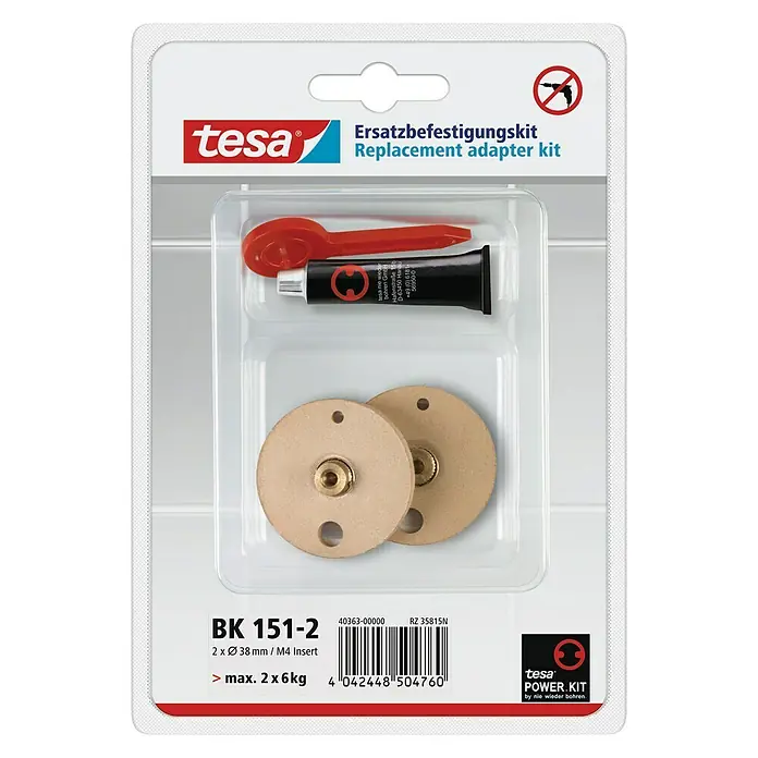 Tesa Befestigungskit BK 151-2 - Kleben, 2 -tlg., Geeignet für: Badutensilien - Vorderansicht