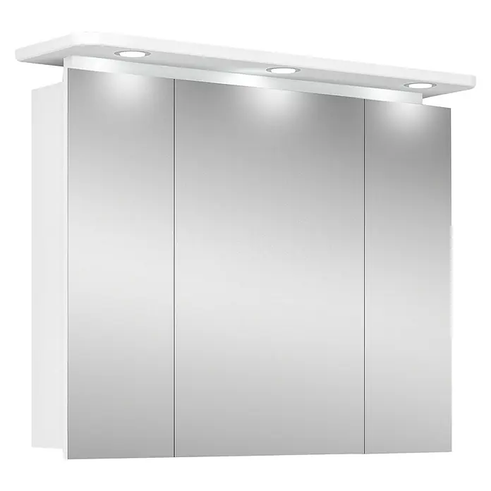 Riva LED-Spiegelschrank Aquila - B x H: 92,3 x 75,2 cm, Mit Beleuchtung, Spanplatte, Weiß - Vorderansicht