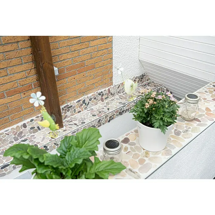 Mosaikfliese Kiesel XKS 403 - 31,5 x 31,5 cm, Grau/Beige, Matt - Stimmungsaufnahme