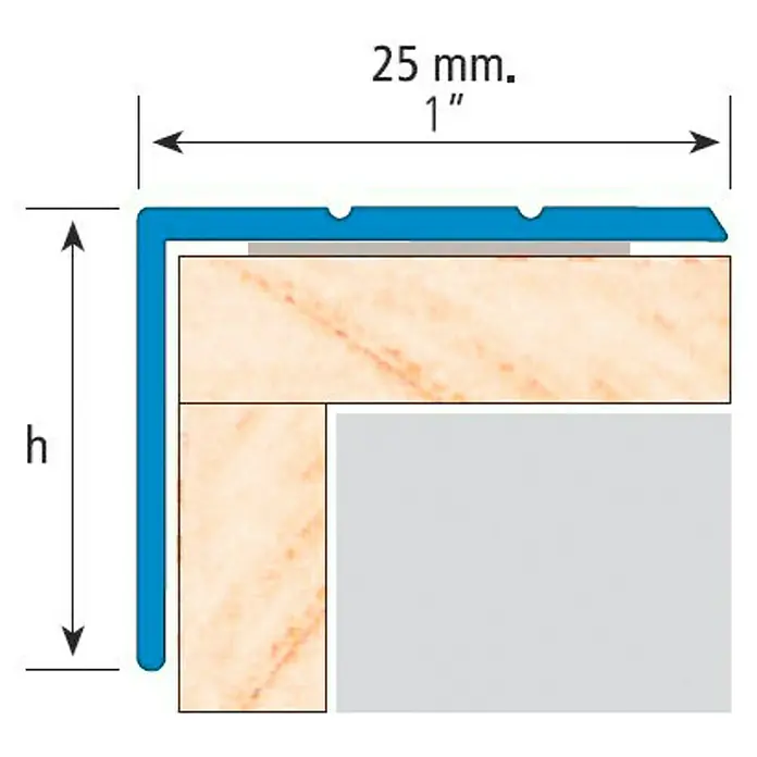 Perfil de escalera autoadhesivo Roble natural - 1 m x 25 mm x 20 mm, Aluminio, Mate