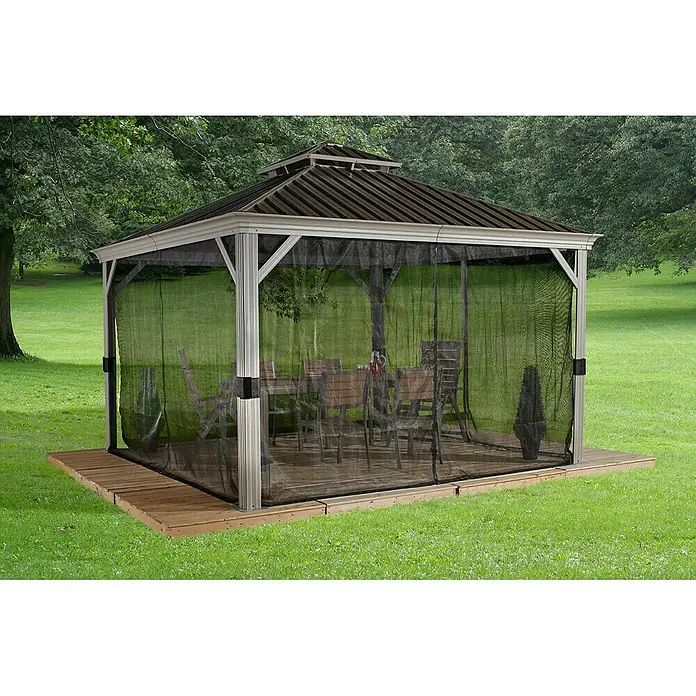 Sojag Pavillon Messina 10 x 12 - L x B x H: 363 x 298 x 292 cm, Champagner, Walmdach - Stimmungsaufnahme