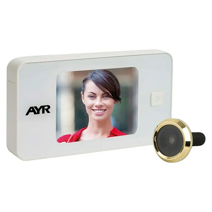 AYR Zebra Mirilla digital 752 - Grosor de puerta: 38 mm - 110 mm, Tipo de pantalla: 3.2” TFT, Blanco/Latón