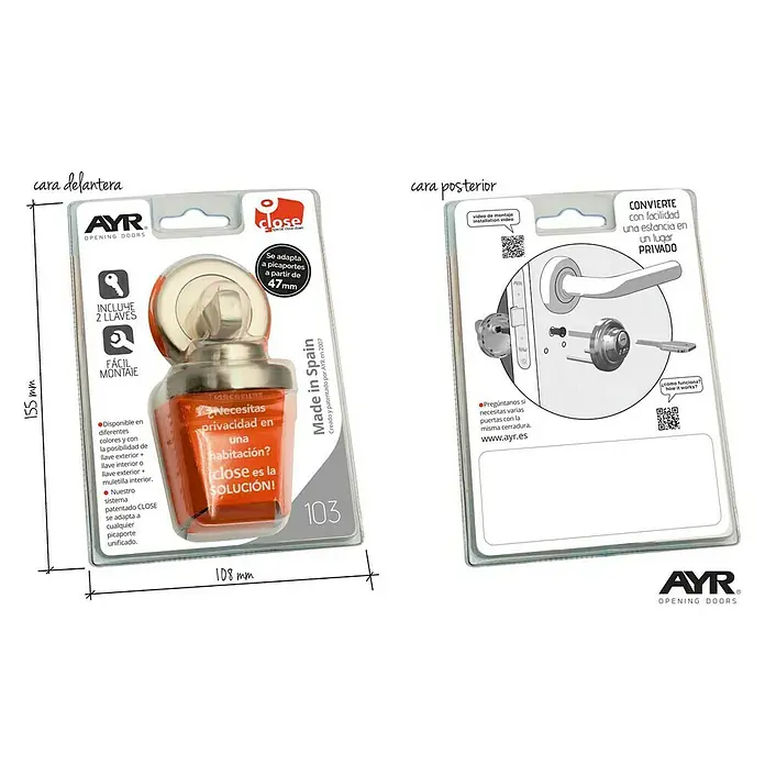 AYR Close Pestillo con bloqueo 103-50 CM - Acero, Níquel