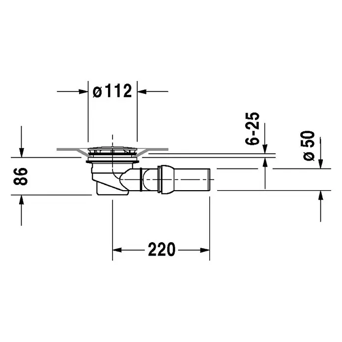 Duravit Duschwannenablauf - Durchmesser Ablauf: 90 mm, Chrom - Skizze