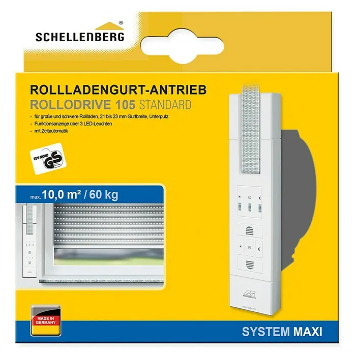 Schellenberg Rollladen-Gurtwickler Rollo Drive 105 Standard - Zugkraft: 60 kg, Gurtbreite: 23 mm, Unterputz