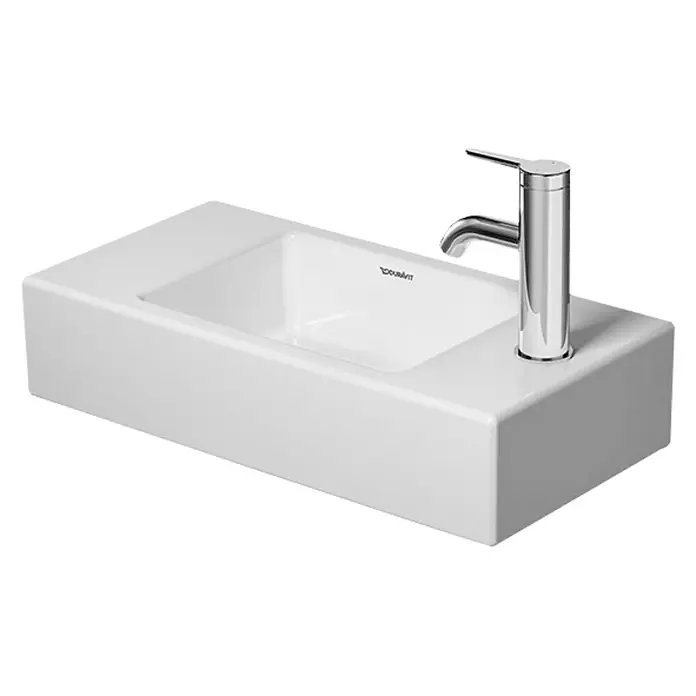 Duravit Vero Air Waschbecken - 50 x 25 cm, Ohne Spezialglasur, Hahnloch: Rechts, Ohne Überlauf, Weiß - Vorderansicht