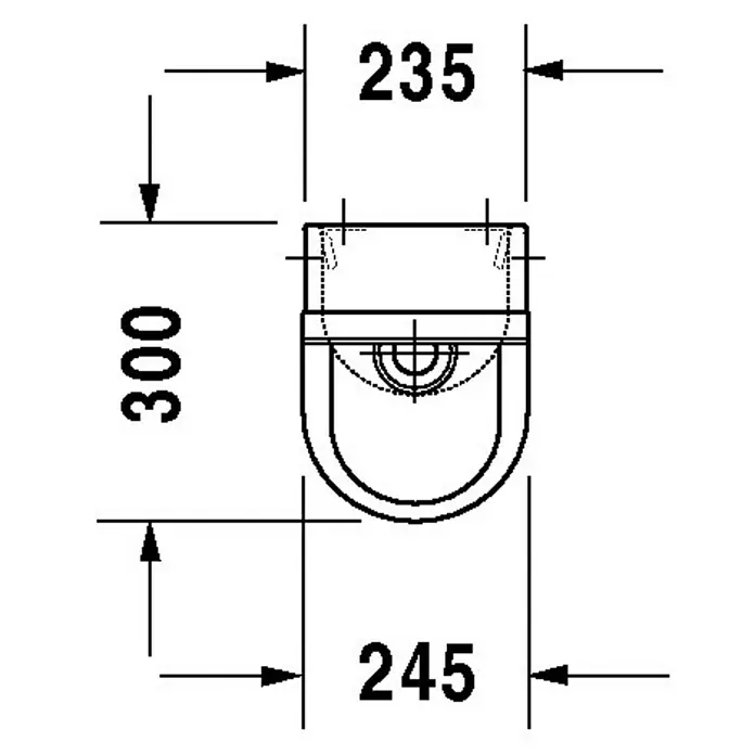 Duravit Starck 3 Urinal - Ohne Spülrand, Mit schmutzabweisender Glasur, Zulauf: Hinten, Absaugspülung, Weiß, Mit Zielobjekt - Skizze