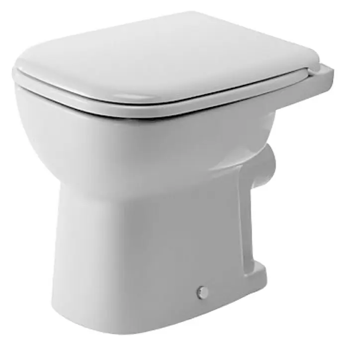 Duravit D-Code Stand-WC - Mit Spülrand, Mit antibakterieller Glasur, Spülform: Flach, WC Abgang: Waagerecht, Weiß - Vorderansicht