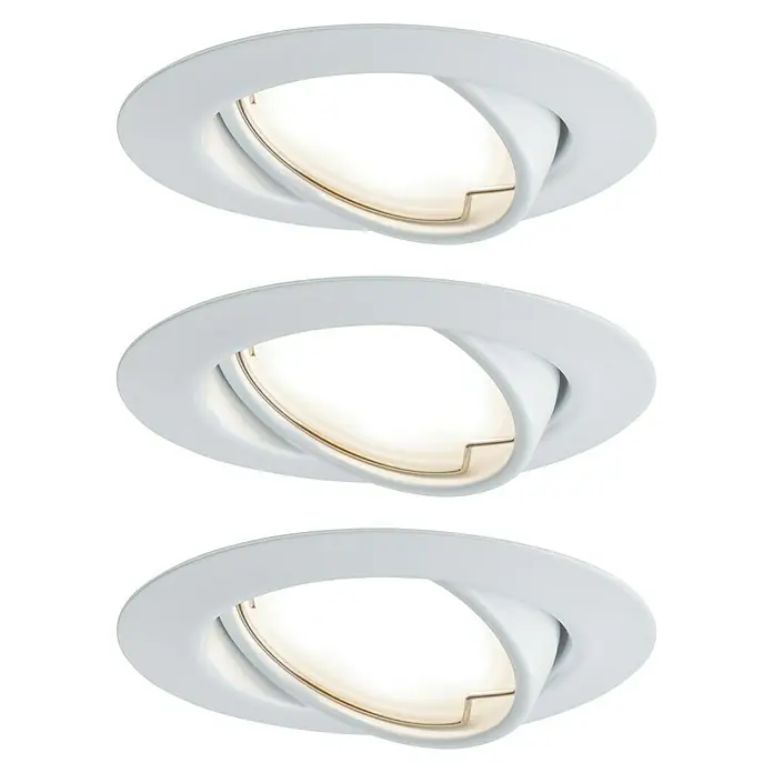 Paulmann LED-Einbauleuchten-Set Base - 5 W, Weiß, 3 Stk., Warmweiß - Vorderansicht