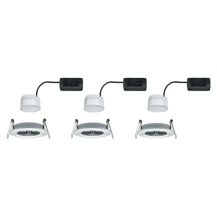 Paulmann LED-Einbauleuchten-Set Nova - 6,5 W, Aluminium, 3 Stk., Warmweiß, Durchmesser: 7,8 cm