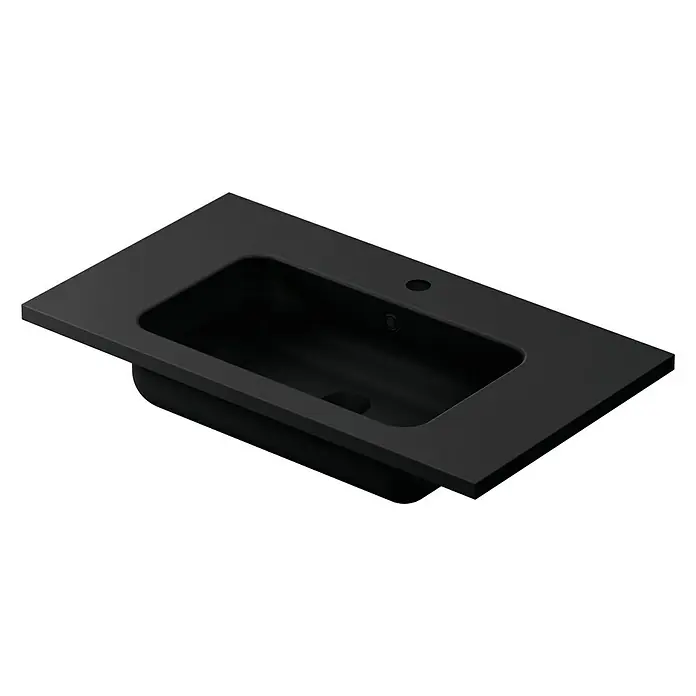 Lavabo Zeppelin mate - 80,5 x 45,5 cm, Orificios para grifo: Medio, Con desbordamiento, Negro
