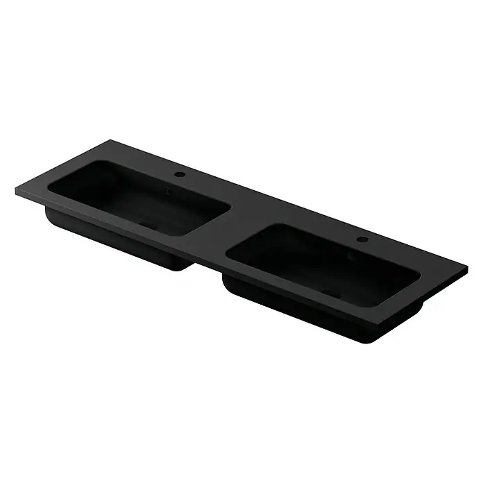 Lavabo doble Zeppelin - 140,5 x 45,5 cm, Orificios para grifo: Medio, Negro