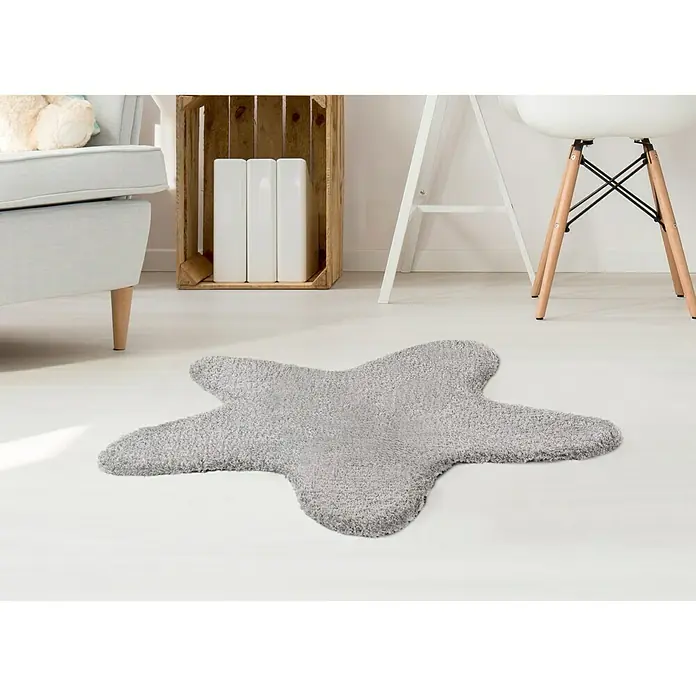 Alfombra Estrella - Gris, 80 x 80 cm, 100% poliéster microfibra