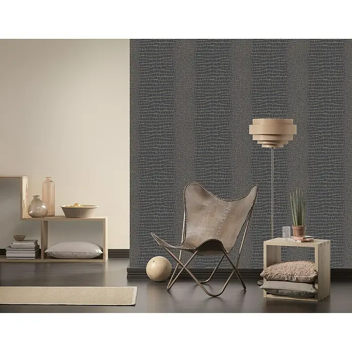 AS Creation Trendwall Vliesbehang Grafische weergave - Zwart/Goud, Diermotief, 10,05 x 0,53 m - Sfeeropname