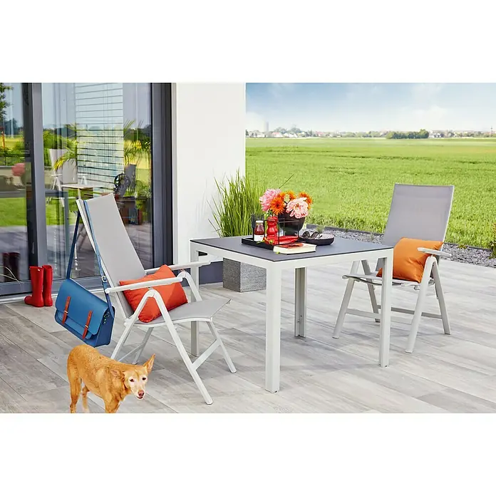Sunfun Hannah Gartentisch - L x B: 90 x 90 cm, Glas, Grau