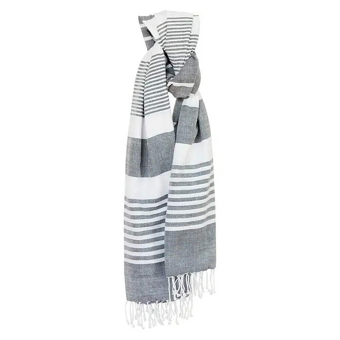 Plaid multiusos Cham - Gris/Blanco, 200 x 140 cm, 100% algodón