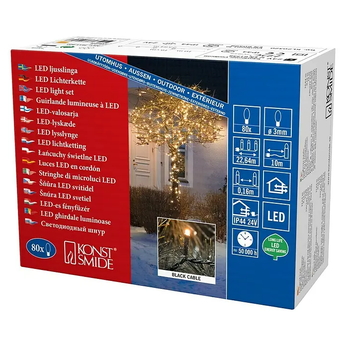 Konstsmide Led-feestverlichting Micro-led - Binnen, 80 lampen, Lichtkleur: Barnsteen - Close-up