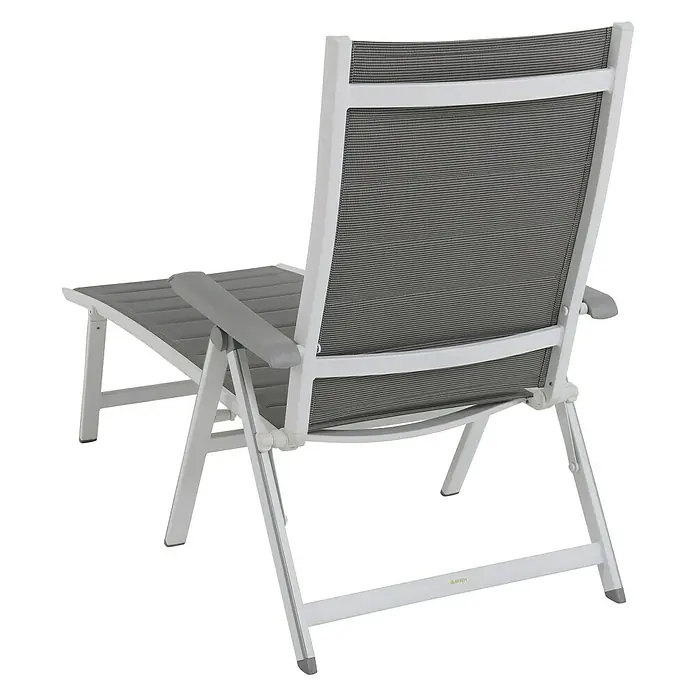 MWH Tumbona Futosa - 140 x 70 x 104 cm, Textilene, Gris claro, Blanco