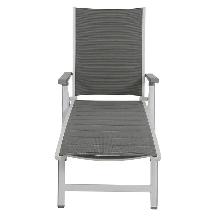MWH Tumbona Futosa - 140 x 70 x 104 cm, Textilene, Gris claro, Blanco