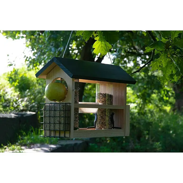 Dobar Futterstation 7-in-1 - 39 x 19 x 29 cm, Natur/Grün - Stimmungsaufnahme