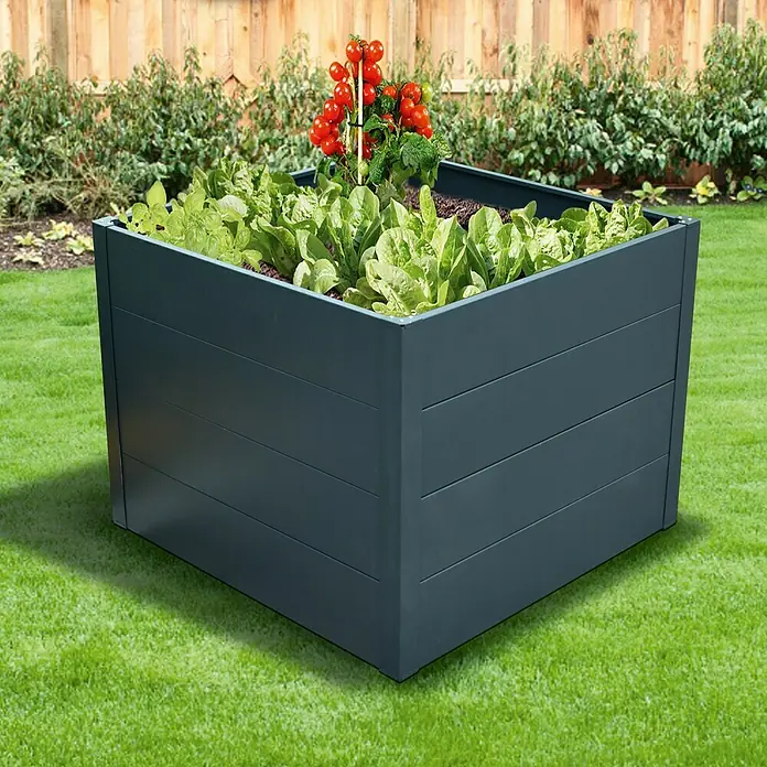 Hochbeet - L x B x H: 100 x 100 x 76 cm, Stahl, Anthrazit