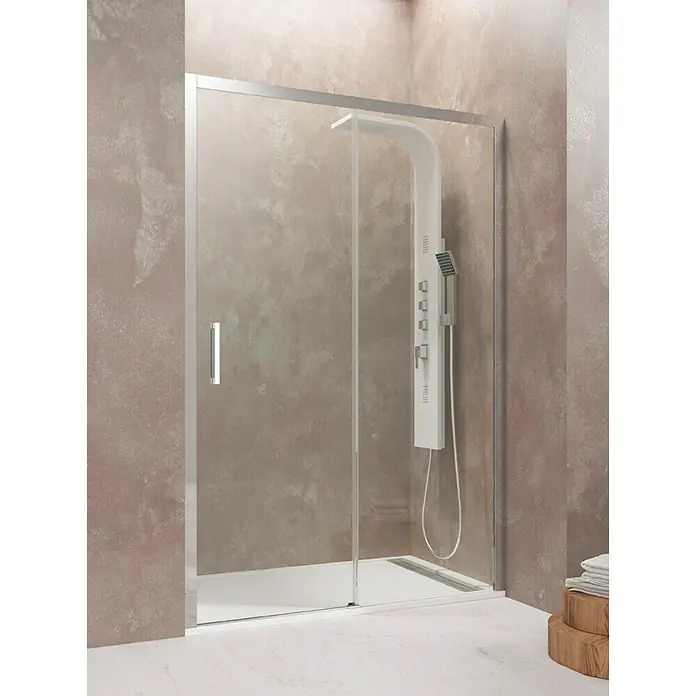 GME Mampara de ducha frontal Aktual - An x Al: 160 x 195 cm, 8 mm, Plata brillo