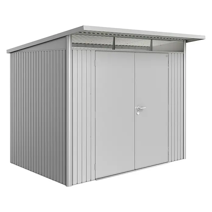 Biohort Gerätehaus AvantGarde - Silber Metallic, Doppeltür - Linke Seitenansicht