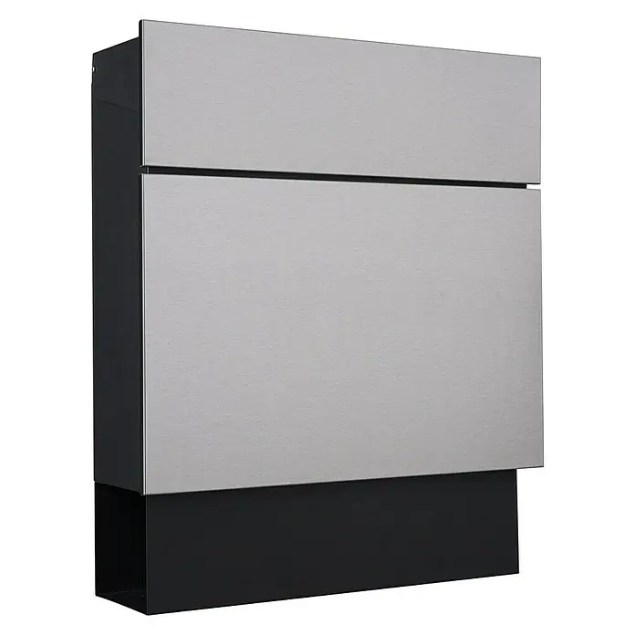 Briefkasten Quintus - L x B x H: 14,5 x 39,5 x 48 cm, Stahl, Edelstahl - Linke Seitenansicht