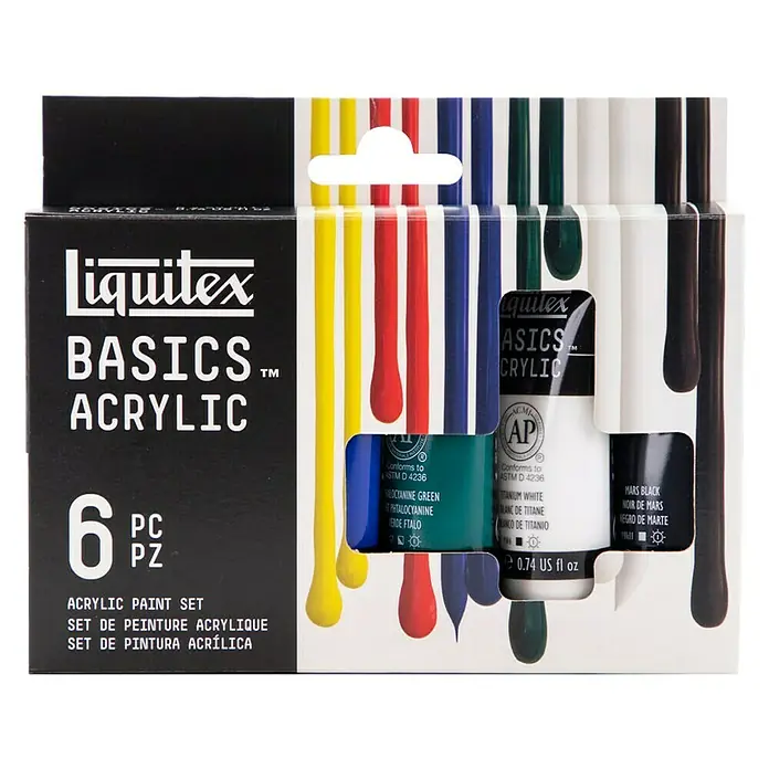 Liquitex Basics Set akrilnih boja - Razvrstano po boji, 6 Kom. x 22 ml, Tuba - Pogled sprijeda