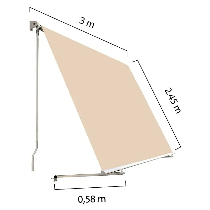 SmartSun Toldo para balcón Urban - Beige arena, Ancho: 3 m, Caída: 2,45 m
