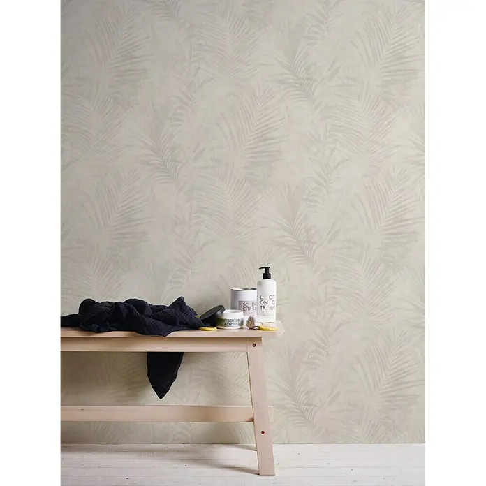 AS Creation Neue Bude 2.0 ED II Flis tapeta Palme - Kremasto, Floral, 10,05 x 0,53 m - Živopisni prikaz