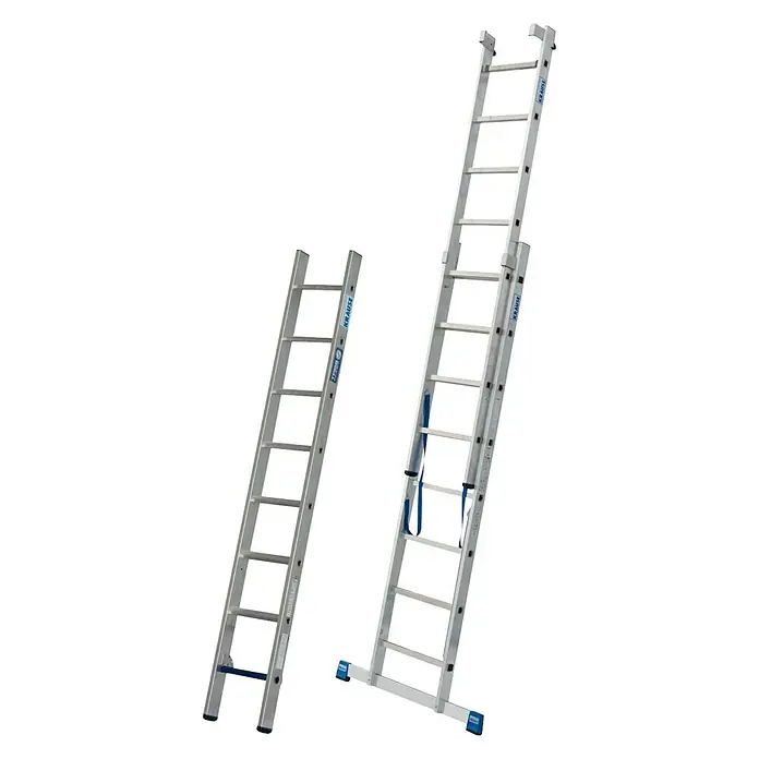 Krause Stabilo Sprossen-Mehrzweckleiter +S - Arbeitshöhe: 5,95 m, Anzahl Tritte: 3 x 8 Sprossen, Aluminium - Linke Seitenansicht