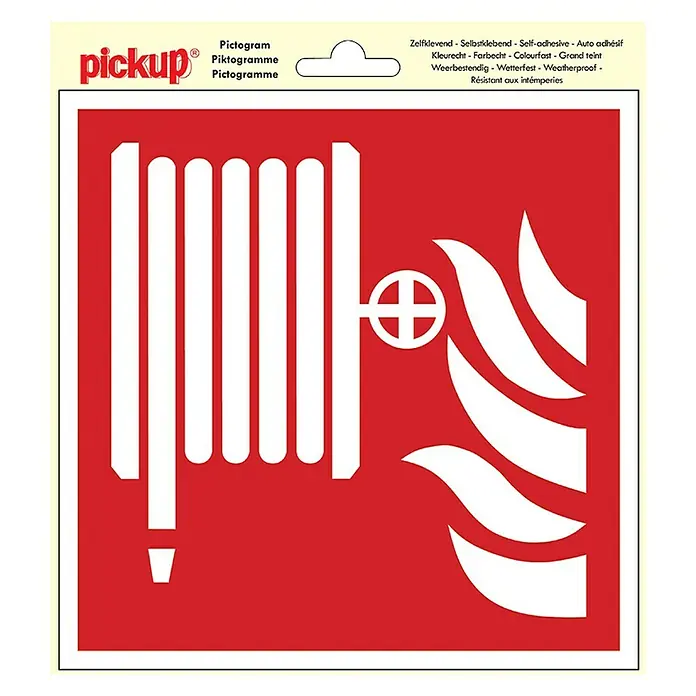 Pickup Etiqueta adhesiva - L x An: 15 x 15 cm, Manguera antiincendios, Rojo/Blanco