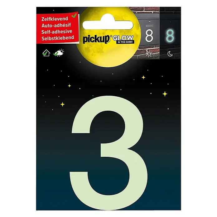 Pickup Número luminiscente - Altura: 75 mm, Plástico, 3