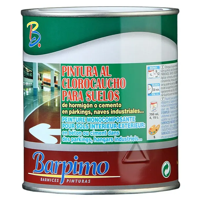 Barpimo Pintura para suelos al clorocaucho - Blanco, 750 ml, Mate sedoso