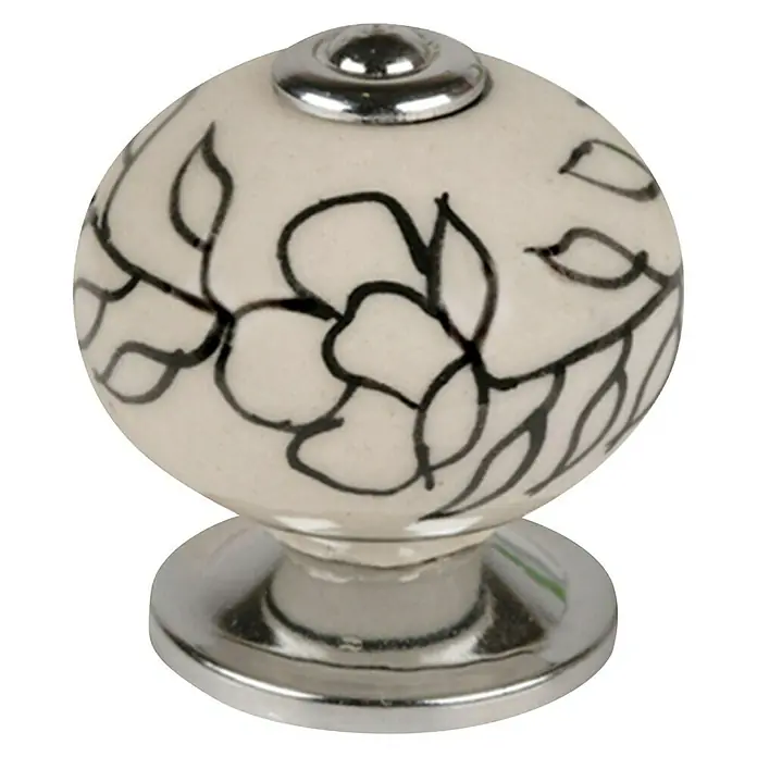 Rei Set de pomos para muebles Flores - 4 pzs., Ø x Al: 40 x 38 mm, Porcelana