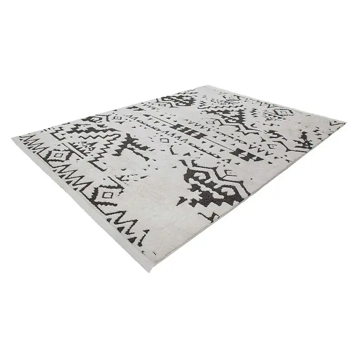 Kayoom Hochflorteppich Agadir - Schwarz/Weiß, 230 x 160 cm, 100% Polypropylen - Linke Seitenansicht